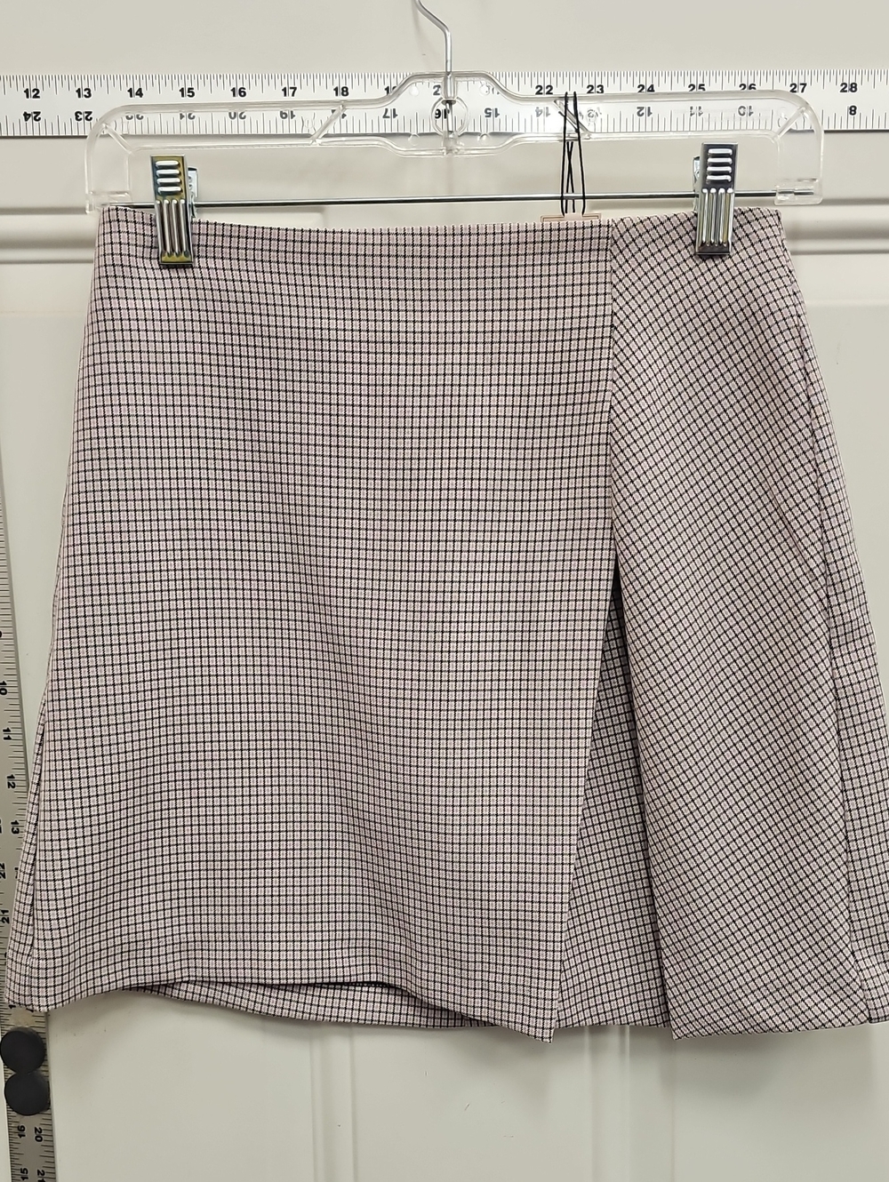 BCBGeneration Pink and Black Checked A-Line Mini Skirt